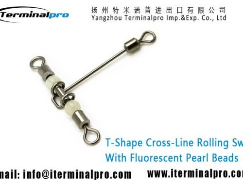 T-Shape Cross-Line Rolling Swivel With Fluorescent Beads