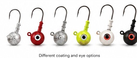 Jig head OEM quotation coating options including painted jig heads 3D eyes and custom colors