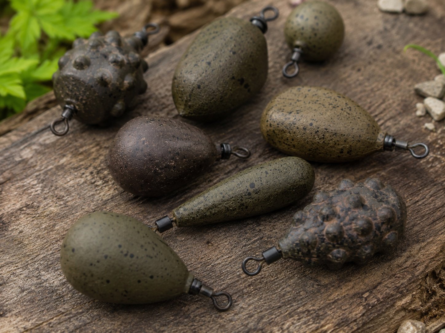 Carp sinker weights with coated finish and swivel inserts