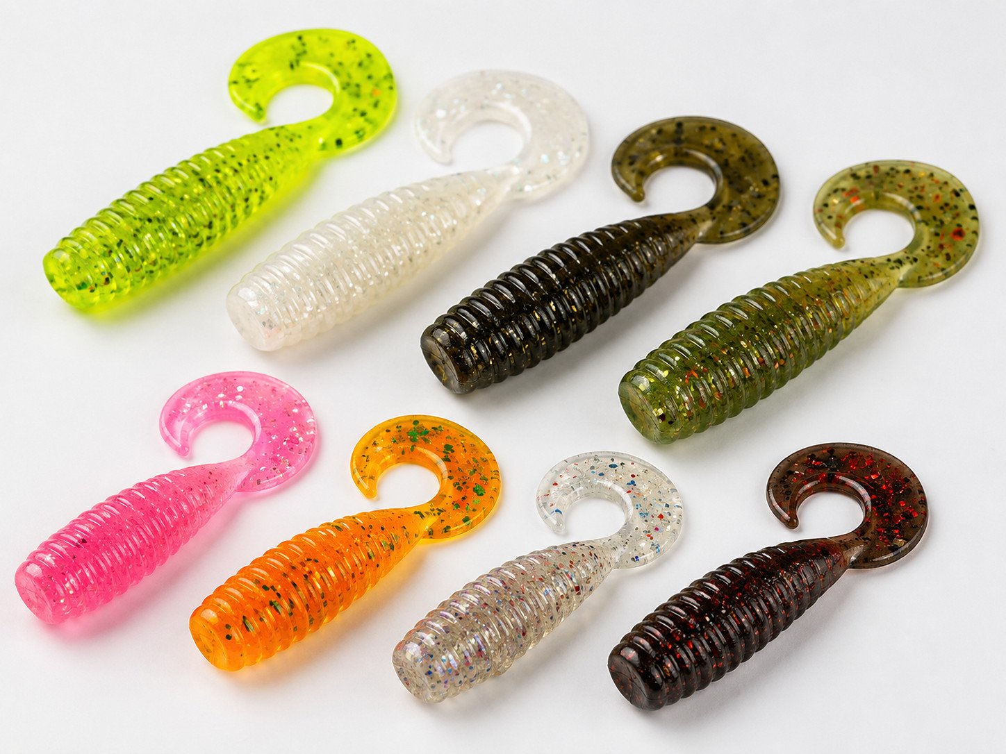 Curly tail grub soft baits in multiple colors
