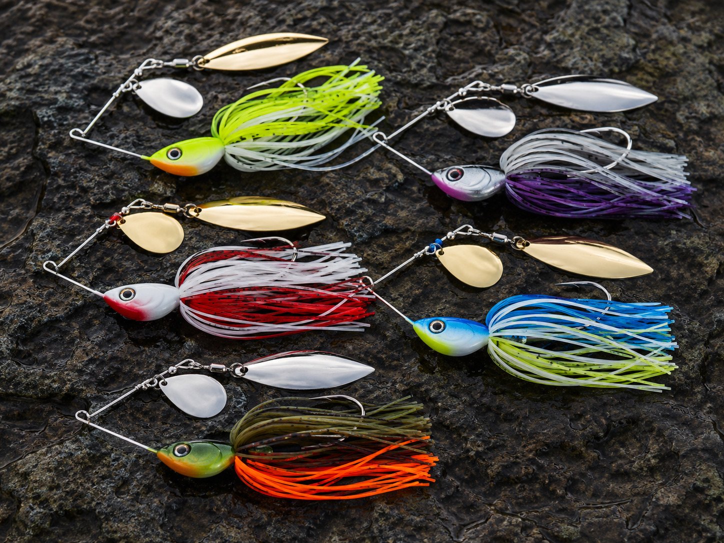 Painted head spinnerbaits with skirt color matching