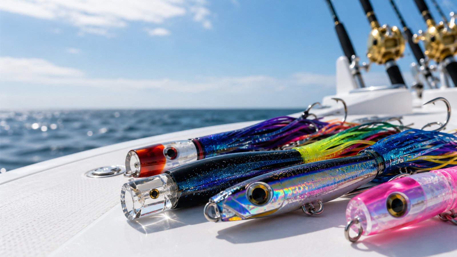 Trolling lure OEM supplier for skirted trolling lures offshore lures and rigged saltwater lures