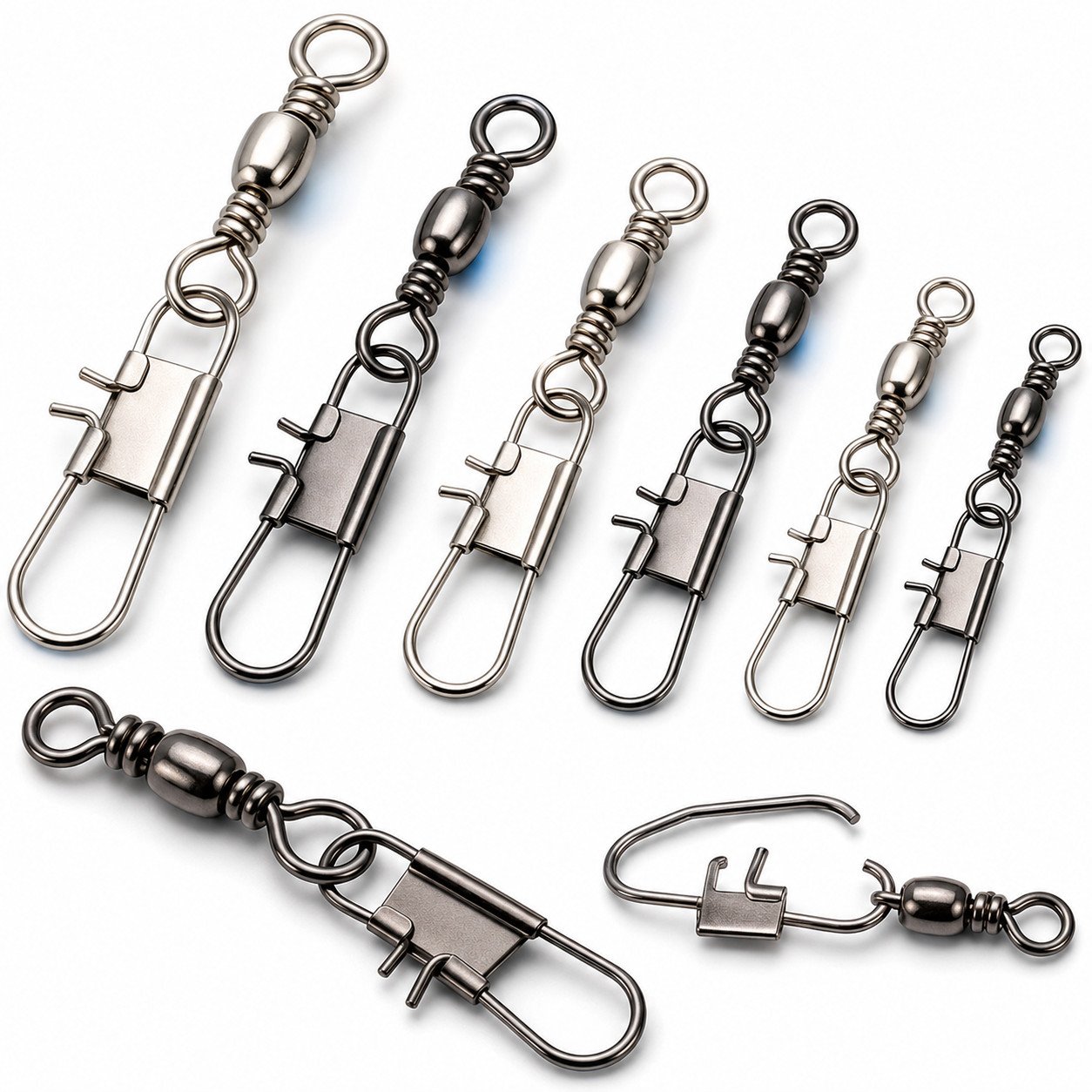Interlock snaps for fishing lures and terminal tackle