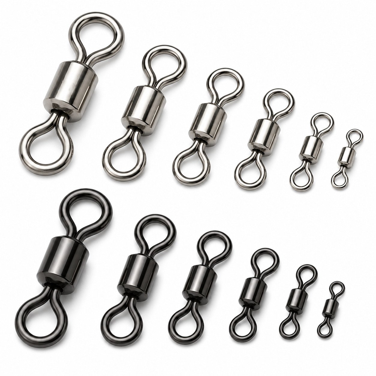 Rolling swivels with smooth rotation for fishing tackle
