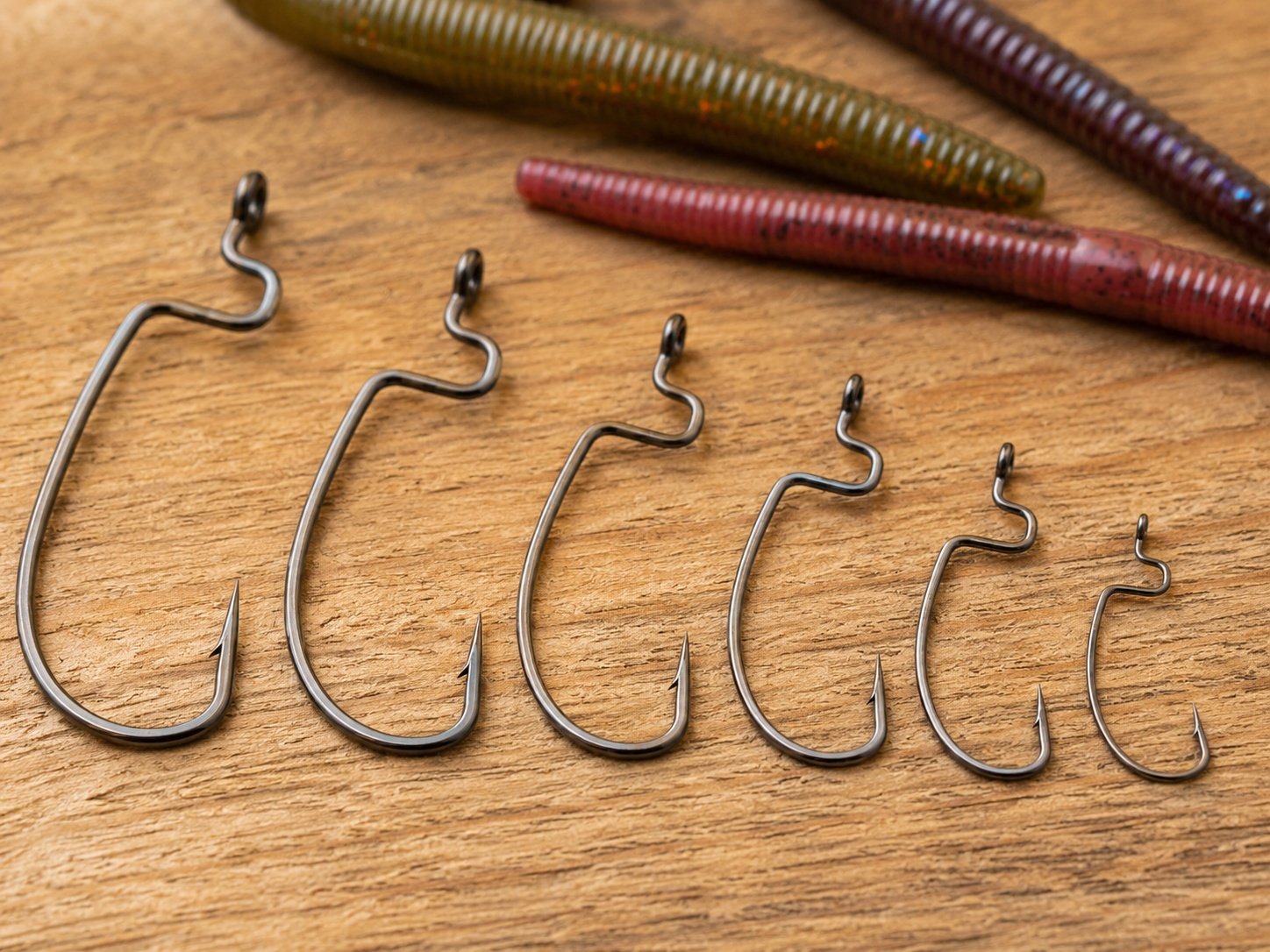 Worm hooks for soft plastic lure fishing